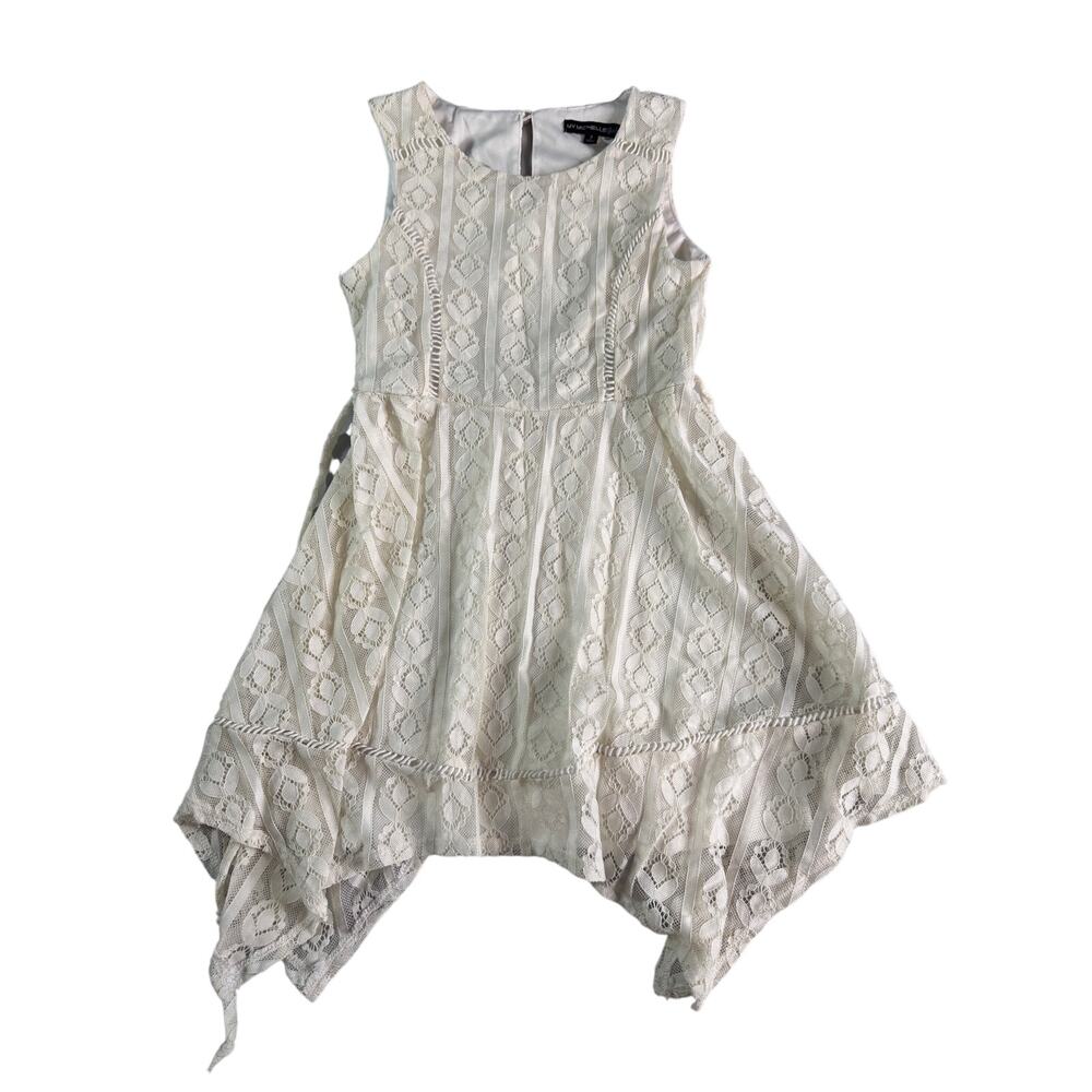 My Michelle Girls Size 7 Ivory Lace Dress Flower Girl Communion Easter